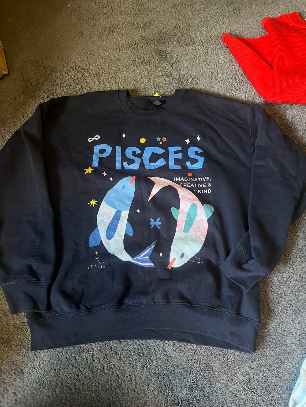 Pisces Graphic Crewneck Sweatshirt - Black
